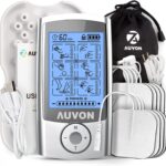 AUVON Rechargeable TENS Unit Muscle Stimulator, 24 Modes 4th Gen TENS Machine with 8pcs 2″x2″ Premium Electrode Pads for Pain Relief