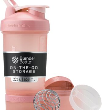 BlenderBottle Shaker Bottle with Pill Organizer and Storage for Protein Powder, Classic V2 ProStak System, 22-Ounce, Rose Pink BlenderBottle Shaker Bottle with Pill Organizer and Storage for Protein Powder, Classic V2 ProStak System, 22-Ounce, Rose Pink