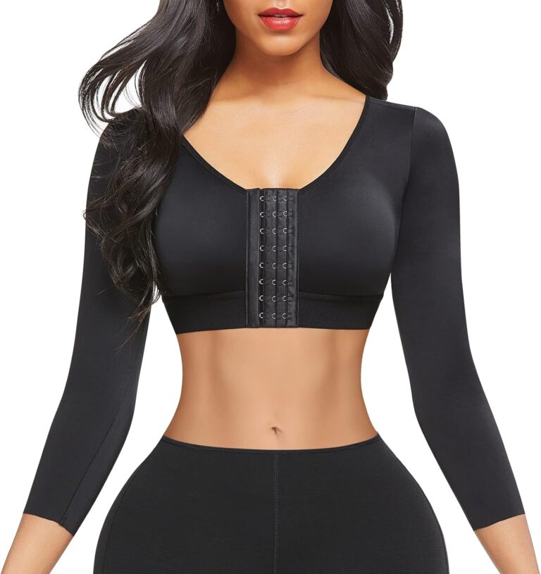 FeelinGirl Arm Shaper for Women Post Surgery Arm Lipo Compression Sleeves Slimming Arm Faja Front Closure Shapewear Bra