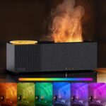 Flame Aroma Diffuser with Starry Sky Projection, Essential Oil Diffuser,150ml Humidifier with Remote Control,Timer,Waterless Auto Shut-Off for Home Office Bedroom