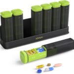 KOVIUU Weekly Pill Organizer 3X a Day, Detachable Pill Box 7 Day, Large 3 Times Daily Pill Case, Travel Pill Container Holder, Week Medication Dispenser Pillbox for Vitamin Supplement Medicine, Green
