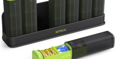 KOVIUU Weekly Pill Organizer 3X a Day, Detachable Pill Box 7 Day, Large 3 Times Daily Pill Case, Travel Pill Container Holder, Week Medication Dispenser Pillbox for Vitamin Supplement Medicine, Green