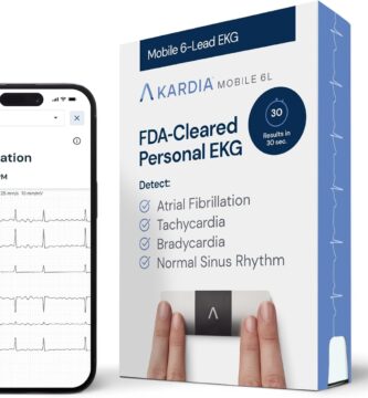 KardiaMobile 6L EKG Monitor, Medical-Grade, FDA-Cleared Heart Monitor, 6 Views of the Heart, Results in 30 Seconds, Unlimited Recordings, Works with Smartphones, HSA&FSA Eligible, Pocket-Size