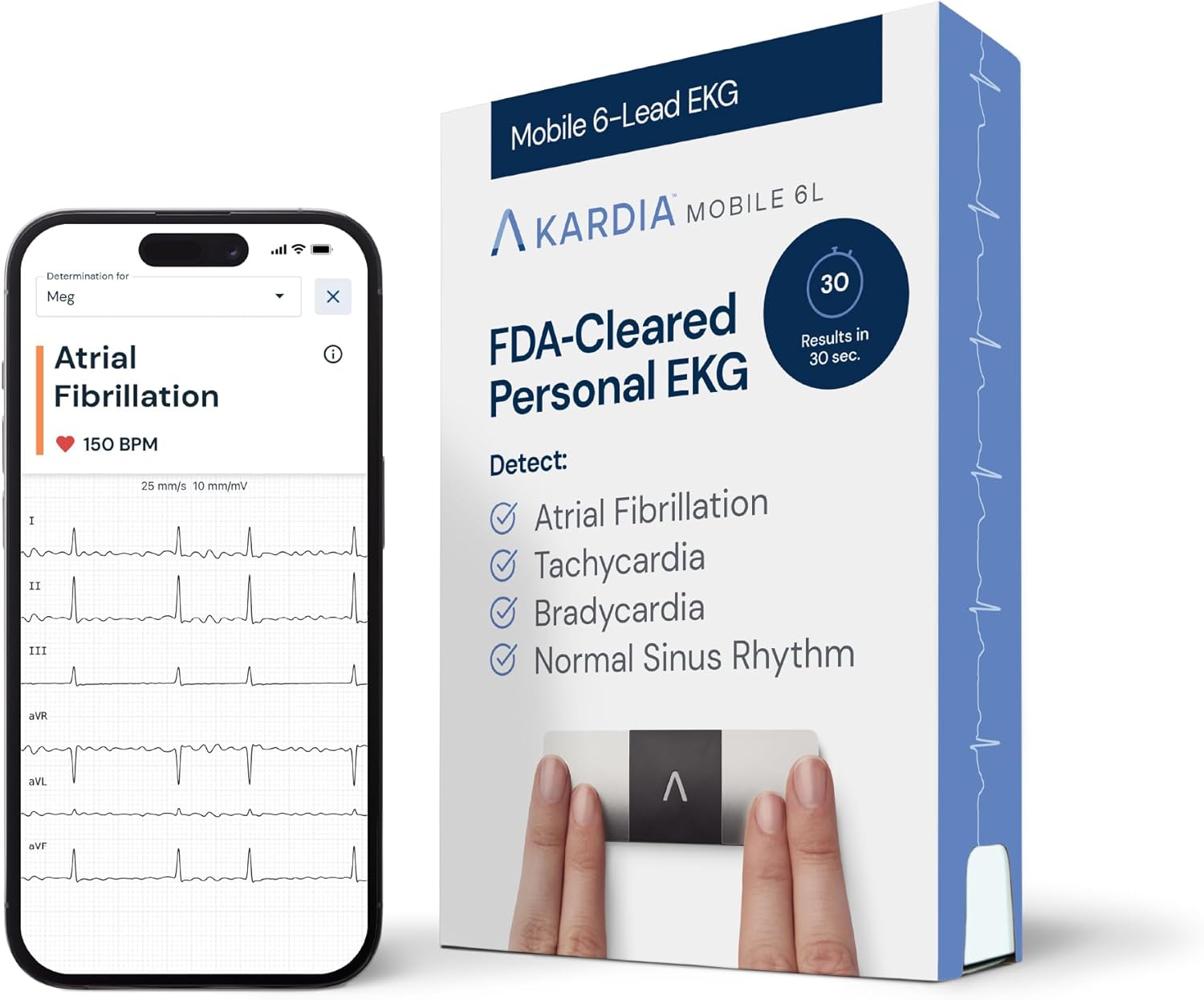 KardiaMobile 6L EKG Monitor, Medical-Grade, FDA-Cleared Heart Monitor, 6 Views of the Heart, Results in 30 Seconds, Unlimited Recordings, Works with Smartphones, HSA&FSA Eligible, Pocket-Size