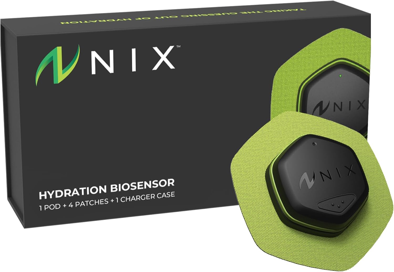 Nix Hydration Biosensor Starter Kit – Wearable Sweat Sensor Tracks Fluid Loss, Real-Time Alerts, Reusable Pod, Single-Use Patches, Bluetooth Fitness Device for Athletes, Runners, Cyclists, Triathletes