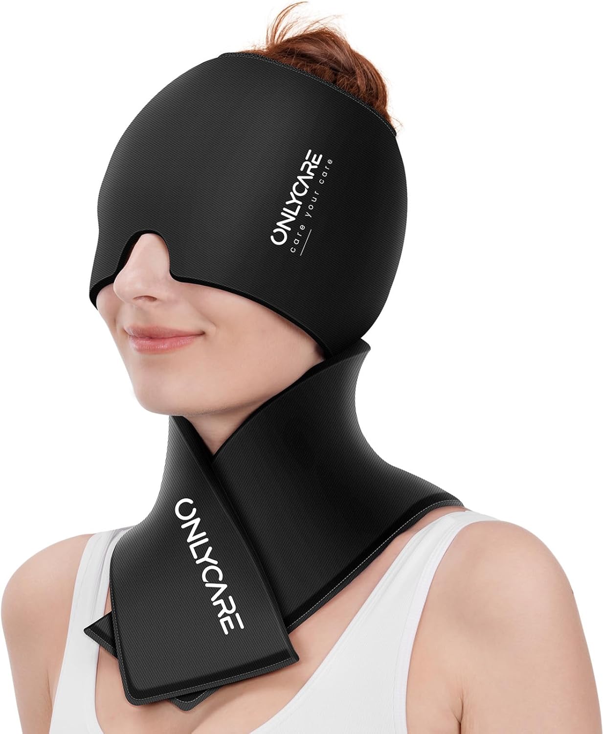 ONLYCARE Migraine Relief Cap and Neck Ice Pack Wrap Gel Set, Upgrade Headache Relief Cap and Shoulder Cold Pack, Hot and Cold Compress, FSA – HSA Eligible, Relief of Pain, Swelling, Office Pressure
