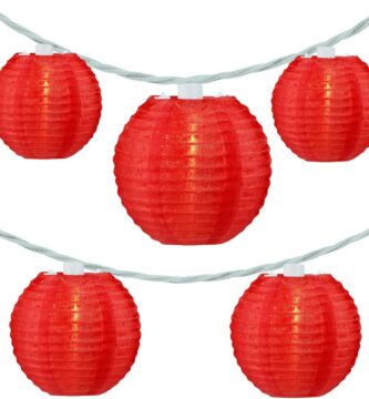YULETIME Red Lantern String Lights, 10 Count Nylon Lantern on 7.6′ White Wire, UL Listed 8″ Spacing End-to-end Connectable Plug-in String Lights (Red) YULETIME Red Lantern String Lights, 10 Count Nylon Lantern on 7.6′ White Wire, UL Listed 8″ Spacing End-to-end Connectable Plug-in String Lights (Red)