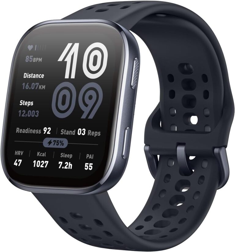 Amazfit Bip 6 Smart Watch 46mm, 14 Day Battery, 1.97″ AMOLED Display, GPS & Free Maps, AI, Bluetooth Call & Text, Health, Fitness & Sleep Tracker, 140+ Workout Modes, 5 ATM Water-Resistance, Black