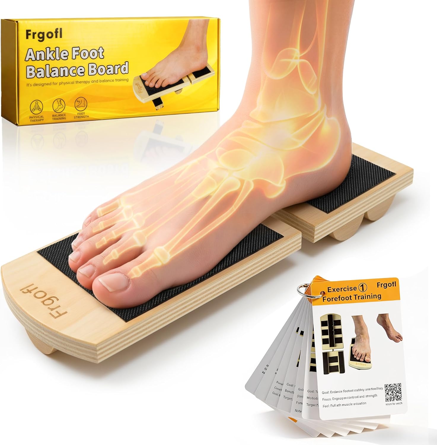 Balance Board for Ankle Strengthening & Physical Therapy – Adjustable Single Leg Board for Recovery from Sprains, Plantar Fasciitis | Stability Trainer with Video Guide and Carry Bag