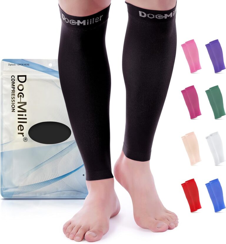 Doc Miller Compression Calf Sleeve for Men & Women, Premium Medical Grade, 15-20mmHg Graduated Support for Running, Calf Tear, Shin Splints, Knee High, Calf Sleeves, 1 Pair