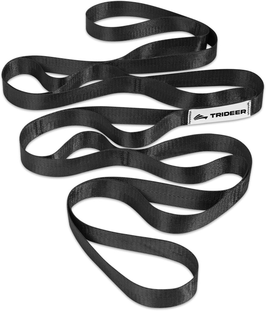 Trideer Non-Elastic Stretching Strap with Loops for Physical Therapy & Rehab, Knee Hip Leg ROM Post-Surgery, Yoga Strap for Stretching, Leg Lifter Strap Mobility Aid, Hamstring Calf Back