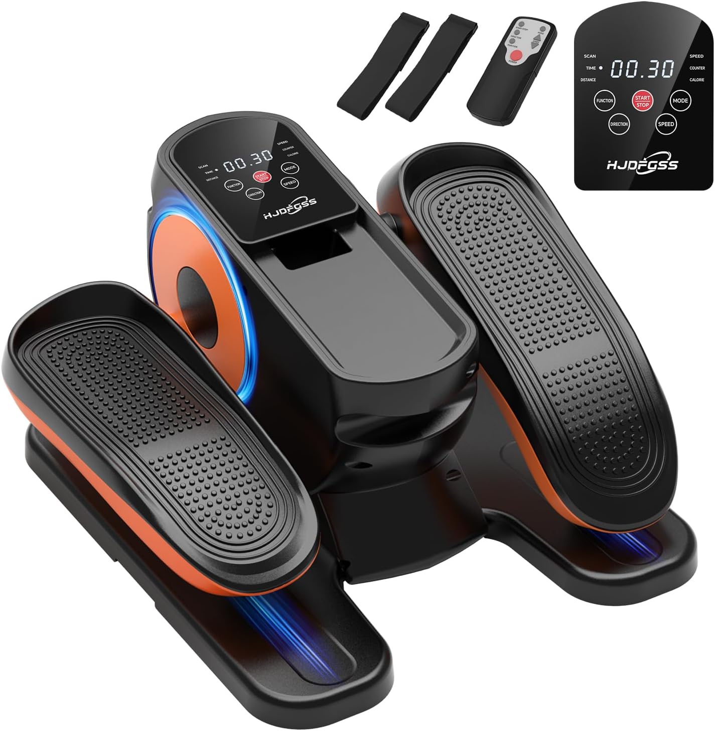 Under Desk Elliptical Machine, Portable 2-in-1 Ellipse Leg Exerciser with 12 Speeds, Remote & Non-Slip Straps for Home Office & Senior Fitness