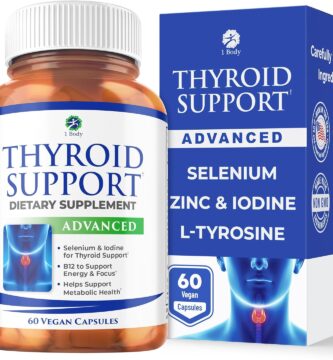 1 Body Thyroid Support Supplement for Women and Men, Selenium with Iodine, Zinc, B12, Ashwagandha and L-Tyrosine, Supports Hormone Health, Energy and Metabolism, 30 Day Supply 1 Body Thyroid Support Supplement for Women and Men, Selenium with Iodine, Zinc, B12, Ashwagandha and L-Tyrosine, Supports Hormone Health, Energy and Metabolism, 30 Day Supply