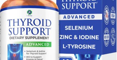 1 Body Thyroid Support Supplement for Women and Men, Selenium with Iodine, Zinc, B12, Ashwagandha and L-Tyrosine, Supports Hormone Health, Energy and Metabolism, 30 Day Supply