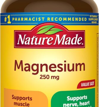 Nature Made Magnesium Oxide 250 mg, Magnesium Supplements for Men and Women, Support for Muscle, Heart, Bone and Nerve Health, 200 Tablets, 200 Day Supply